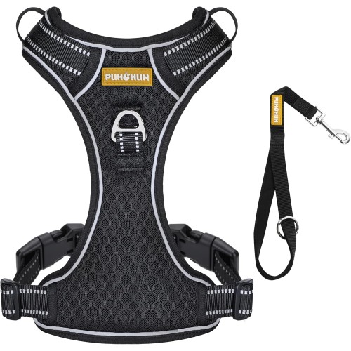PUHOHUN Reflective Dog Harness with Leash, Comfortable and Adjustable for Medium, Large and Small Dogs